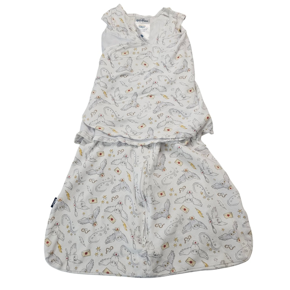 HALO SleepSack Swaddle Small 3-6M White Harry Potter Hedwig Owl Wizarding World